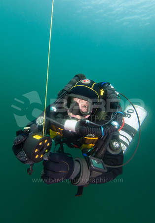 CCR diver with maker buoy