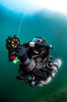 CCR diver with maker buoy