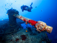 Diver with deck gun