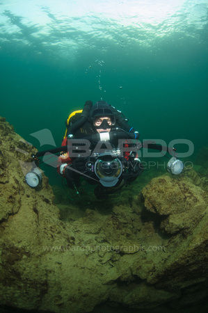 Rebreather diver with camera